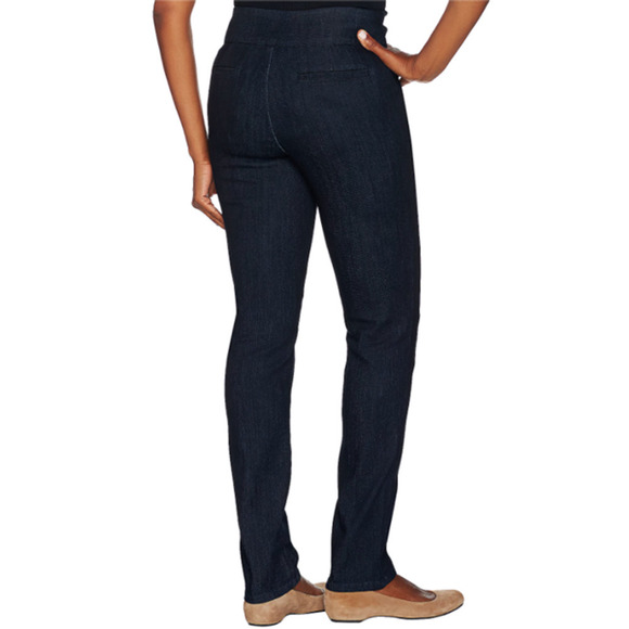 Denim & Co. Perfect Denim Smooth Waist Straight Leg Jeans Indigo - Tall - Picture 2 of 3